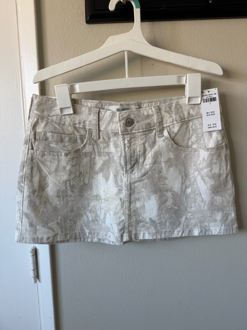 Hollister Neutral Abstract Print Denim Mini Skirt